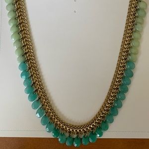 Stella & Dot Gold Chain Necklace with Green Stones
